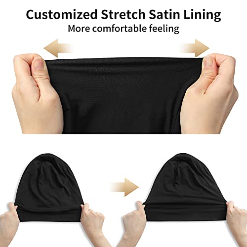 Satin Bonnet Silk Lined Sleep Cap Hair Cover Frizzy Hair Beanie Adjustable Sl...