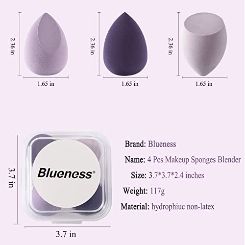 4 Pcs Makeup Sponges Blender Set - Makeup Sponges For Foundation Blender with...