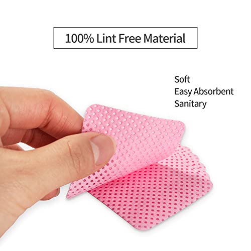 BLUERISE 500Pcs Pink Nail Pliosh Remover Lint Free Nail Wipes Soft Gel Nail P...