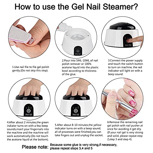 Gel Nail Polish Remover Machine Set, Nail Steamer Acetone Nail Polish Remover...
