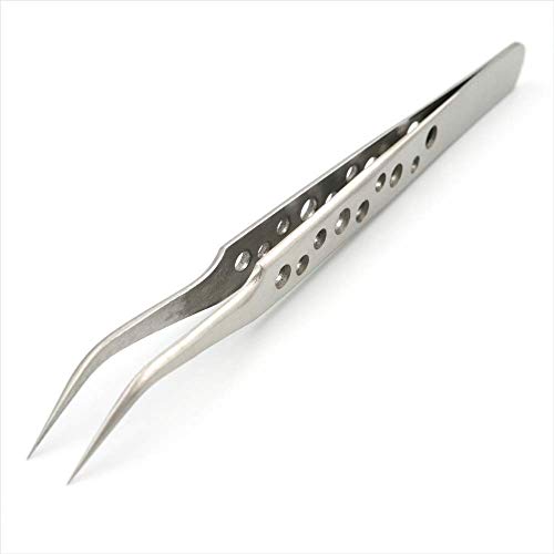 BLUEVAPE Stainless Steel (Tip:Curved) Tweezers, Angled Pointed Perfect Craft ...