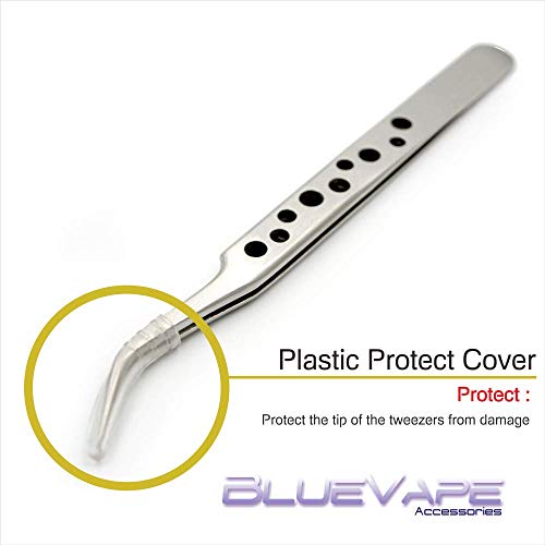 BLUEVAPE Stainless Steel (Tip:Curved) Tweezers, Angled Pointed Perfect Craft ...