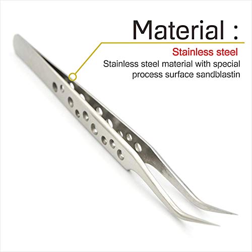 BLUEVAPE Stainless Steel (Tip:Curved) Tweezers, Angled Pointed Perfect Craft ...