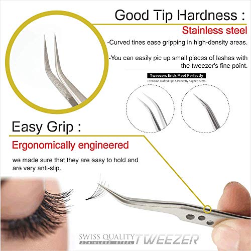BLUEVAPE Stainless Steel (Tip:Curved) Tweezers, Angled Pointed Perfect Craft ...