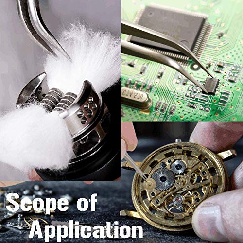 BLUEVAPE Stainless Steel (Tip:Curved) Tweezers, Angled Pointed Perfect Craft ...