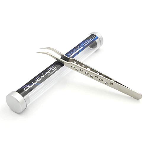 BLUEVAPE Stainless Steel (Tip:Curved) Tweezers, Angled Pointed Perfect Craft ...