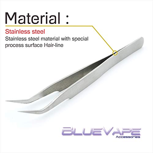 BLUEVAPE Stainless Steel Tweezers, Angled Pointed Perfect Craft Fine Angled R...