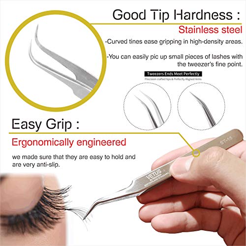 BLUEVAPE Stainless Steel Tweezers, Angled Pointed Perfect Craft Fine Angled R...