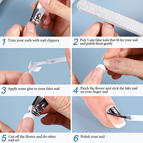 100 Pieces French Short Style False Nails 10 Sizes Finger Sticker Extension T...