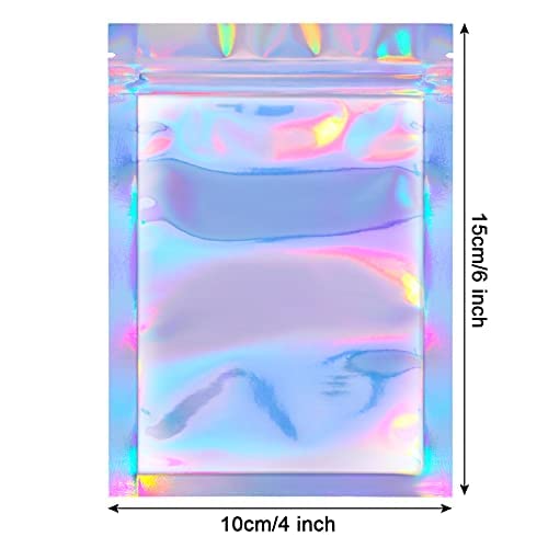 100 Pieces Storage Bags Holographic Packaging Bags Storage Bag for Food Stora...