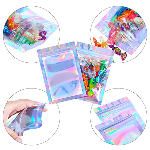 100 Pieces Storage Bags Holographic Packaging Bags Storage Bag for Food Stora...