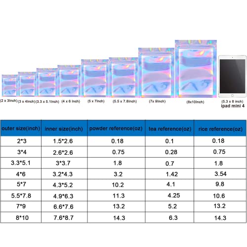 100 Pieces Storage Bags Holographic Packaging Bags Storage Bag for Food Stora...