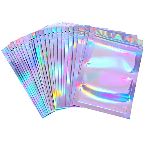 100 Pieces Storage Bags Holographic Packaging Bags Storage Bag for Food Stora...