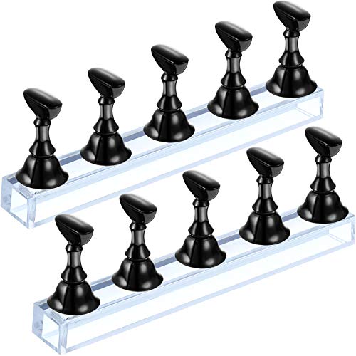 2 Sets Acrylic Nail Display Stand Nail Tip Practice Holder Magnetic Nail Prac...
