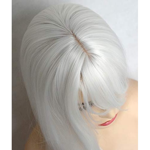 BLUPLE Long Straight None-Lace Wigs #1001 Platinum White Synthetic Hair Wigs ...