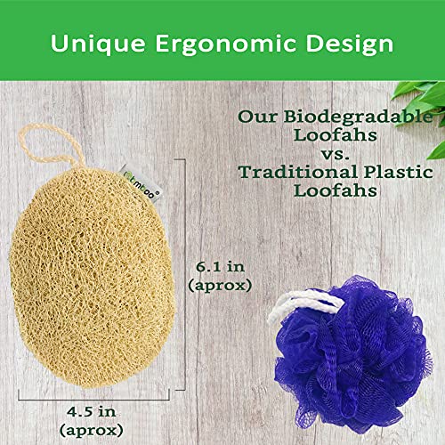 100% Natural Loofah Exfoliating Sponge (3 Pack) - Loofah Body Scrubber - Loof...