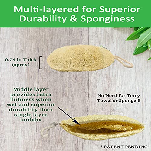 100% Natural Loofah Exfoliating Sponge (3 Pack) - Loofah Body Scrubber - Loof...
