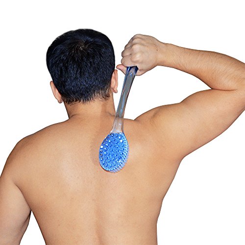 Bath Brush 14" Long Shower Body Back Scrubber Massager (Blue)