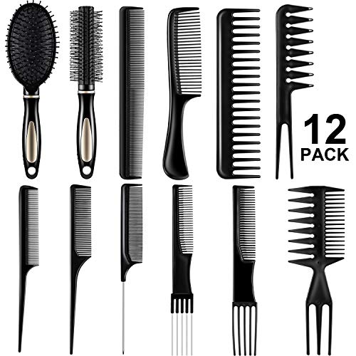 12 Pieces Hair Brush Comb Set Paddle Hair Brush Detangling Brush, Including 1...