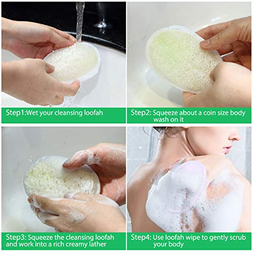 18 Packs Bath Shower Loofah Sponge Pad Exfoliating Loofah Body Scrubber Natur...