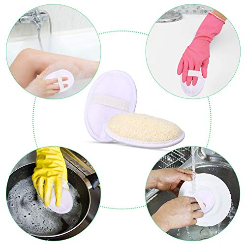 18 Packs Bath Shower Loofah Sponge Pad Exfoliating Loofah Body Scrubber Natur...