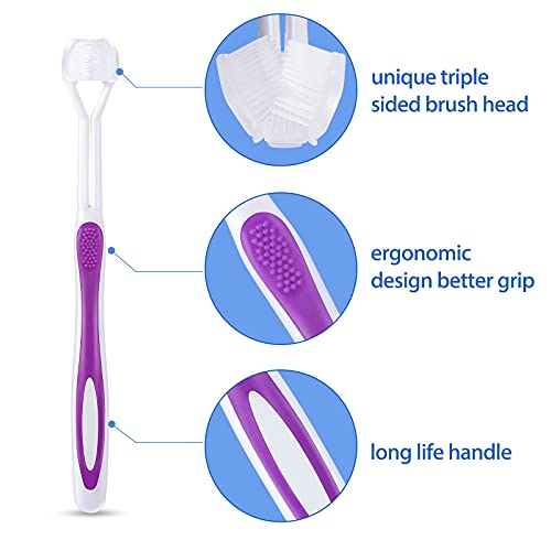 2 Pieces Autism Toothbrush Three Bristle Travel Toothbrush for Complete Teeth...
