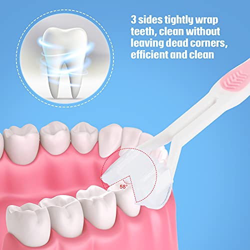 2 Pieces Autism Toothbrush Three Bristle Travel Toothbrush for Complete Teeth...