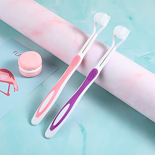 2 Pieces Autism Toothbrush Three Bristle Travel Toothbrush for Complete Teeth...