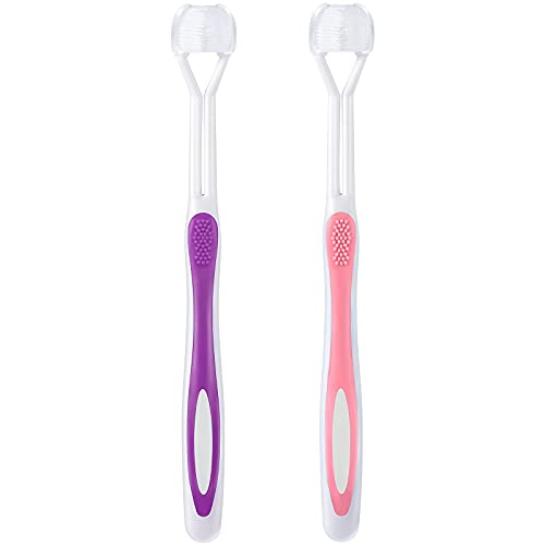 2 Pieces Autism Toothbrush Three Bristle Travel Toothbrush for Complete Teeth...