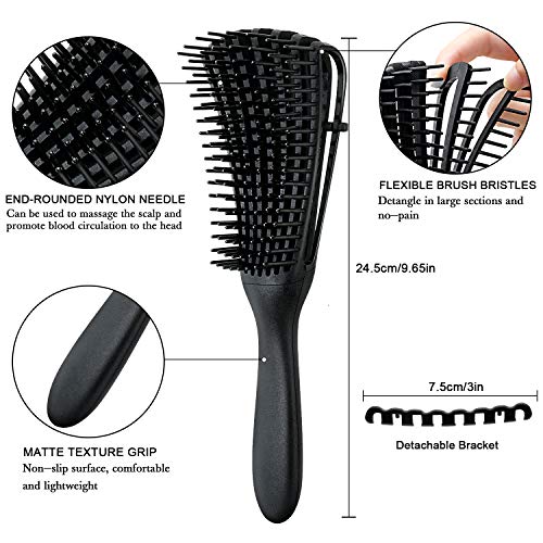 2 Pieces Detangling Brush for Afro America/ African Hair Textured 3a to 4c Ki...