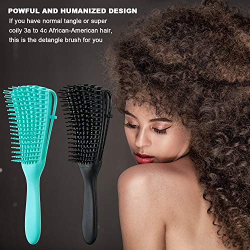 2 Pieces Detangling Brush for Afro America/ African Hair Textured 3a to 4c Ki...