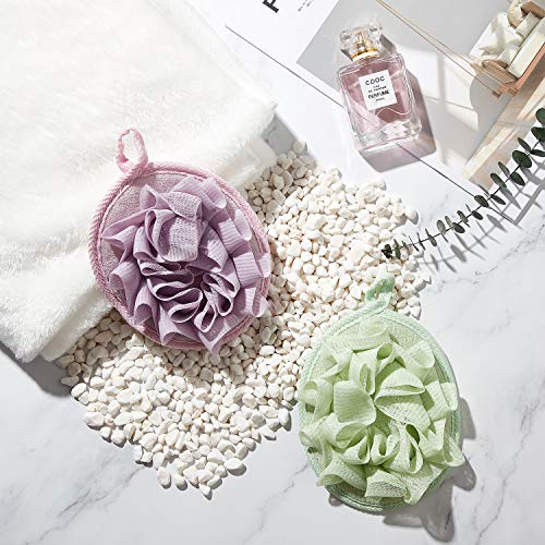 6 Pieces Bath Shower Loofah Pouf Sponge Mesh Pouf Shower Ball Exfoliating Bod...