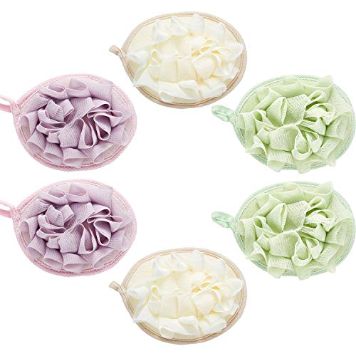 6 Pieces Bath Shower Loofah Pouf Sponge Mesh Pouf Shower Ball Exfoliating Bod...