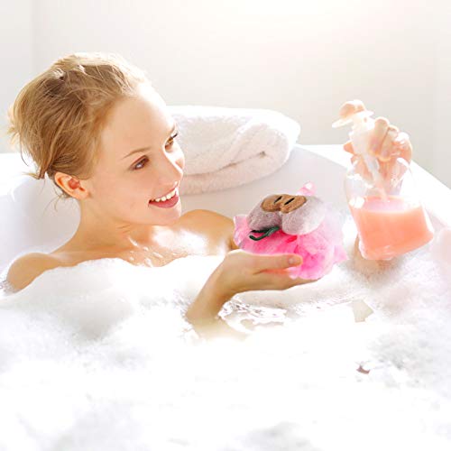 6 Pieces Cute Fruit Bath Shower Sponge Loofahs Mesh Pouf Shower Ball Colorful...