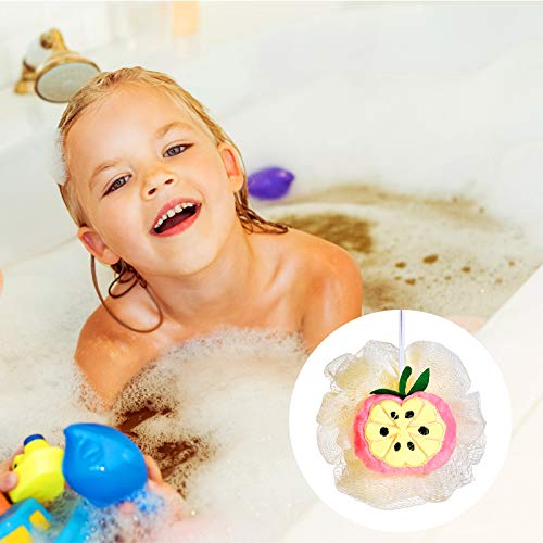 6 Pieces Cute Fruit Bath Shower Sponge Loofahs Mesh Pouf Shower Ball Colorful...