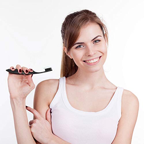 8 Packs Black Travel Folding Toothbrush Portable Charcoal Toothbrush with Sof...