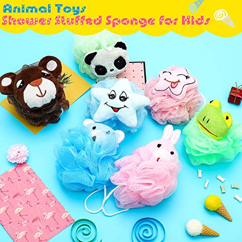 8 Pieces Bath Sponges Animal Kids Loofah Bath Pouf Mesh Animal Toy Bath Spong...