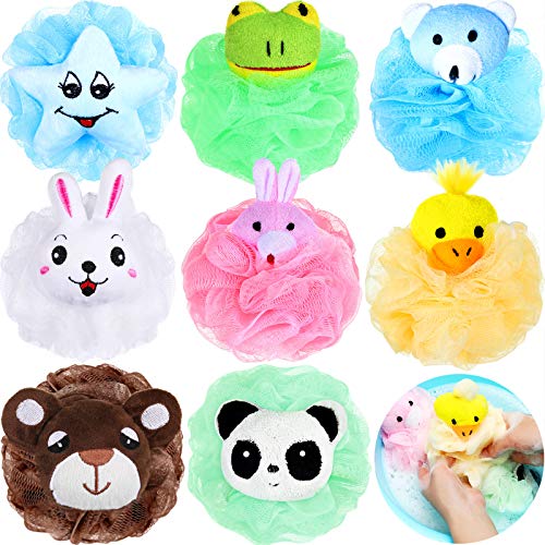 8 Pieces Bath Sponges Animal Kids Loofah Bath Pouf Mesh Animal Toy Bath Spong...