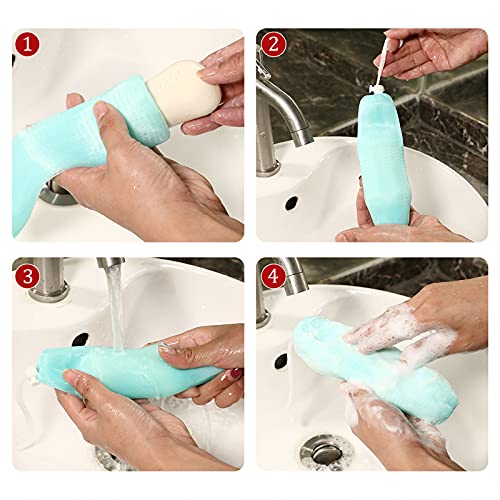 Exfoliating Mesh Soap Pouch Mesh Soap Saver Bag Bubble Foam Net for Body Faci...