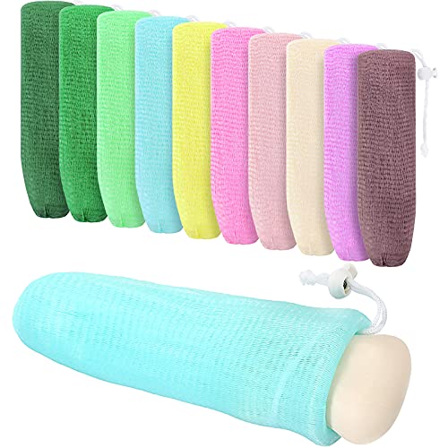 Exfoliating Mesh Soap Pouch Mesh Soap Saver Bag Bubble Foam Net for Body Faci...