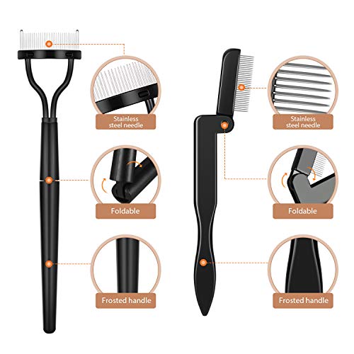 Folding Eyebrow Comb Eyelash Separator Eyebrow Eyelash Grooming Brush for Mak...