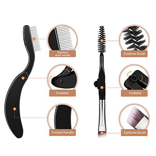 Folding Eyebrow Comb Eyelash Separator Eyebrow Eyelash Grooming Brush for Mak...