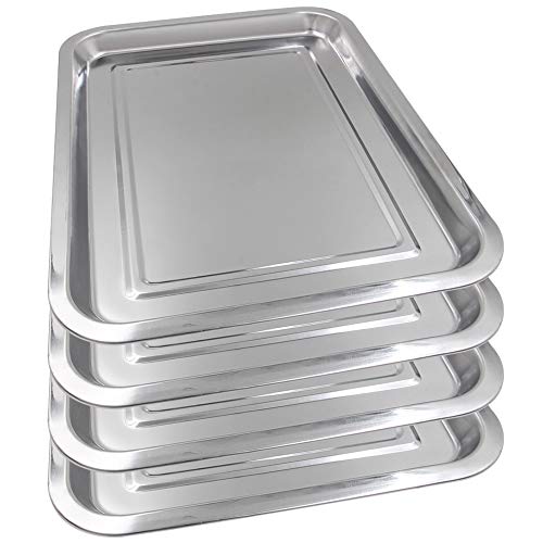 Tattoo Stainless Steel Tray - 4 Pack Stainless Steel Tattoo Trays 13.5" X 10"...
