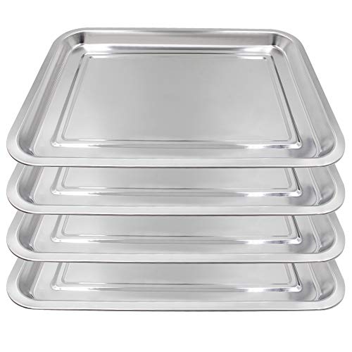 Tattoo Stainless Steel Tray - 4 Pack Stainless Steel Tattoo Trays 13.5" X 10"...