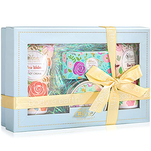 Gift Set for Women, Rose Water Scent Bath Gift Set, Include Hand Cream, Foot ...