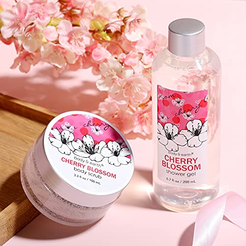 Bath and Body Gift Set for Women - Cherry Blossom Scent with Double-Layer Spa...