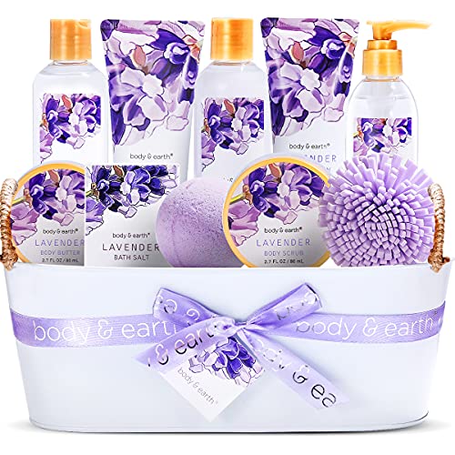 Bath Spa Gift Basket, Body & Earth Spa Gift Baskets for women 12 Pcs Lavender...