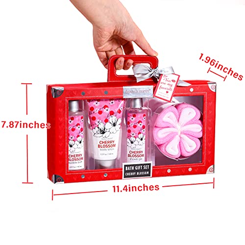 Bath Spa Gift Set for Women, Luxurious 4 Piece Bath and Body Works with Cherr...