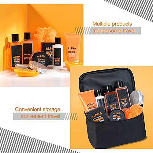 Gift Basket for Men - Mens Bath Set, Citrus Scented Men Body Wash Set, 9-Piec...