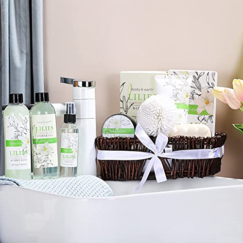 Gift Baskets for Women, Body & Earth Spa Basket Gifts for Women, Lily 10pc Sp...